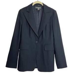 Banana Republic Made in Italy Black Wool Stretch Blazer Size 6 Single Button